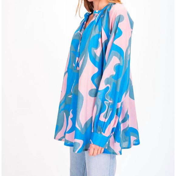 NEW V DE VINSTER sukka blouse in blue - Picture 2 of 5